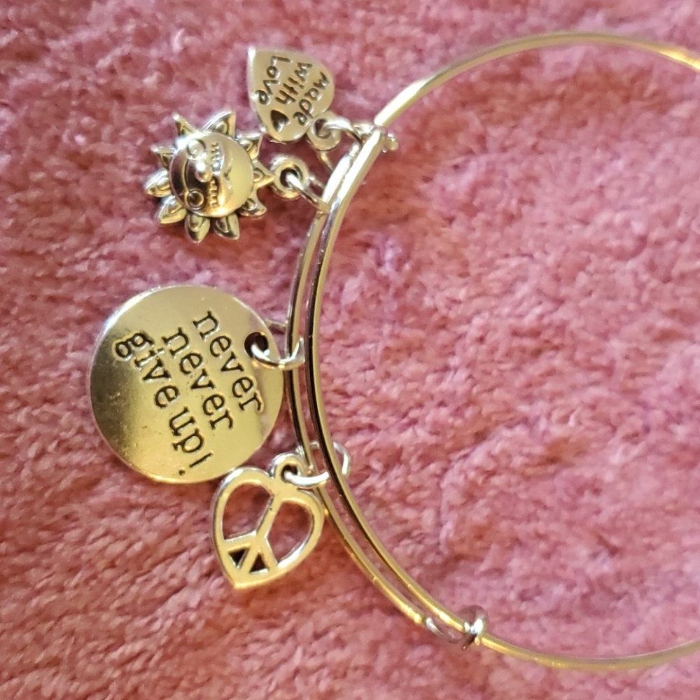 Women/girls handmade bangle bracelet with 4 charms